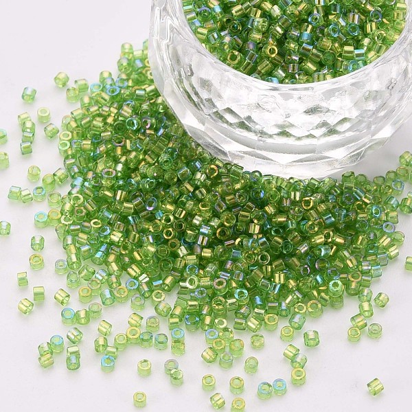 

PandaHall Glass Cylinder Beads, Seed Beads, Transparent Colours Rainbow, Round Hole, Yellow Green, 1.5~2x1~2mm, Hole: 0.8mm, about...