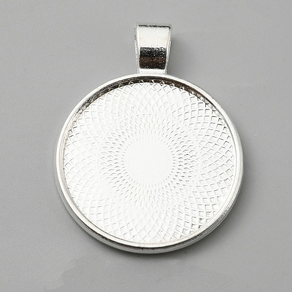 

PandaHall Alloy Double-side Pendant Cabochon Settings, Flat Round, Silver, Tray: 25mm, 35.5x27.5x5.5mm, Hole: 6x4mm Alloy Flat Round