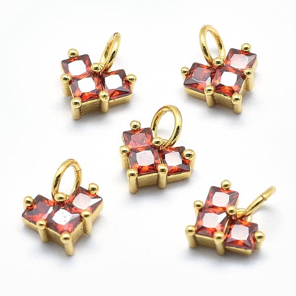 

PandaHall Brass Charms, with Cubic Zirconia, Cadmium Free & Nickel Free & Lead Free, Heart, Red, Real 18K Gold Plated, 7x8x4mm, Hole: 3mm...