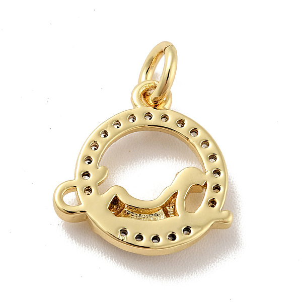 

PandaHall Ring with Leopard Brass Micro Pave Clear Cubic Zirconia Charms, with Jump Rings, Cadmium Free & Lead Free, Golden, 14x13x2.5mm...