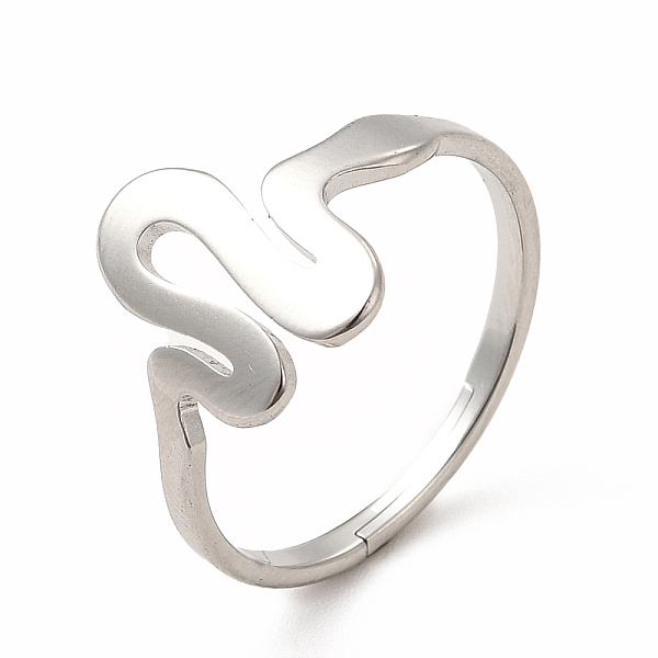 

PandaHall 304 Stainless Steel Snake Adjustable Ring for Women, Stainless Steel Color, Inner Diameter: 17mm 304 Stainless Steel
