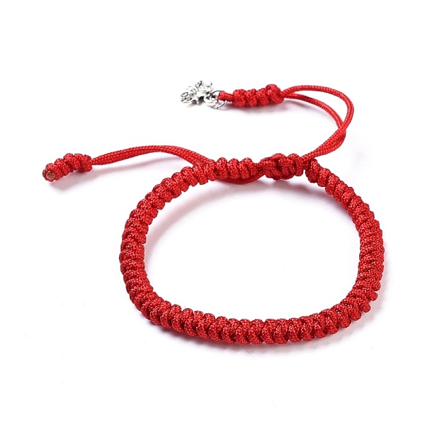 

PandaHall Nylon Thread Braided Bracelets, Red String Bracelets, with 304 Stainless Steel Jump Rings and Alloy Lotus Charms, Red, 2...