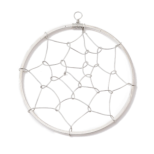 

PandaHall Copper Wired Pendants, Flat Round with Spider Web, Platinum, 40x35~36x1mm, Hole: 2mm Brass Flat Round