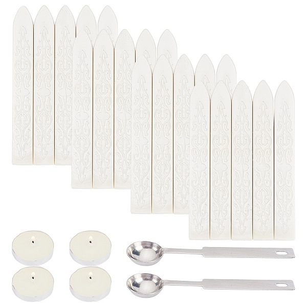 

PandaHall CRASPIRE DIY Scrapbook Kits, Including Candle, Stainless Steel Spoon and Sealing Wax Sticks, Seashell Color, 9x1.1x1.1cm, 20pcs...