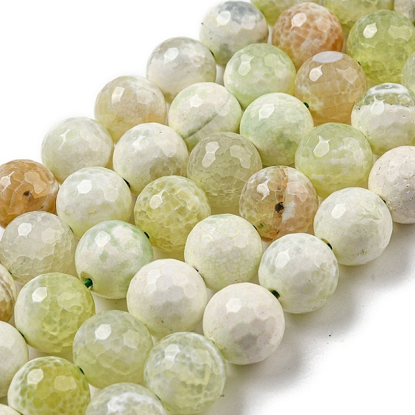 

PandaHall Faceted Natural Fire Crackle Agate Beads Strands, Round, Dyed & Heated, Mint Cream, 11.5mm, Hole: 1.6mm, about 31pcs/strand...