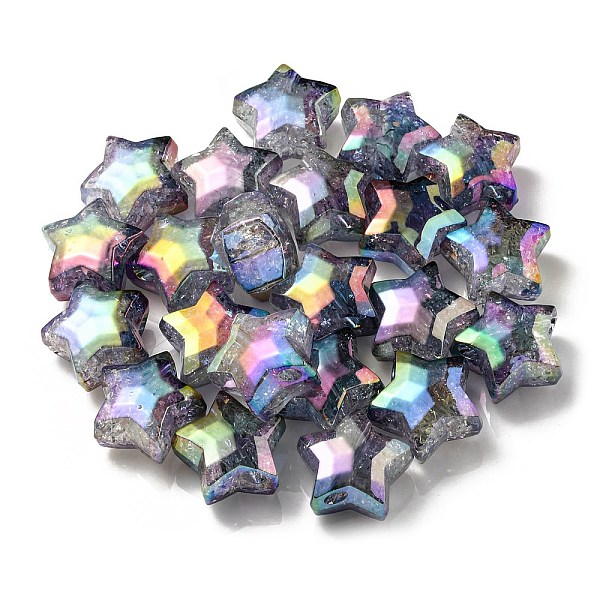 

PandaHall UV Plating Transparent Crackle Acrylic Beads, Gradient Color, Star, Slate Gray, 20x21.5x13mm, Hole: 3mm Acrylic Star