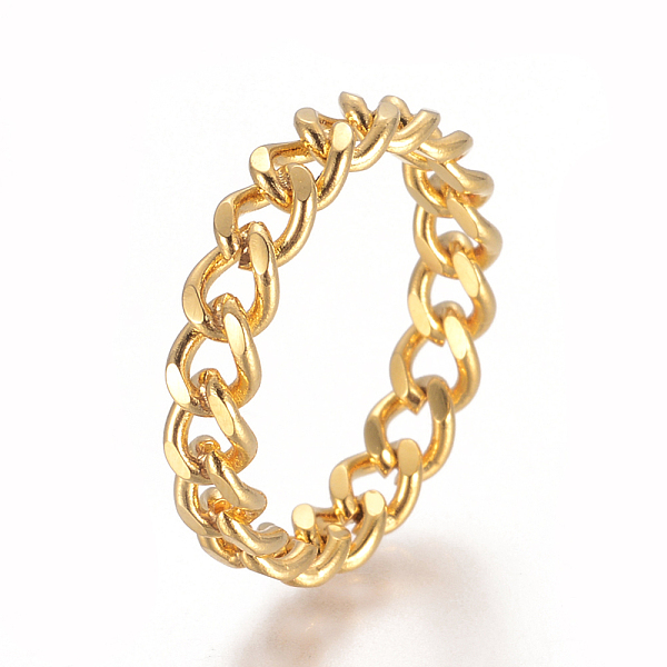 

PandaHall Unisex 304 Stainless Steel Rings, Diamond Cut Curb Chains Finger Rings, Wide Band Rings, Golden, Size 8, 18mm, 4.5mm 304 Stainless...