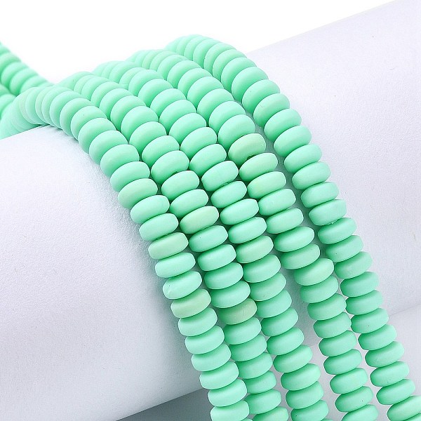 

PandaHall Handmade Polymer Clay Beads Strands, for DIY Jewelry Crafts Supplies, Flat Round, Aquamarine, 6~7x3mm, Hole: 1.5mm, about..., Green