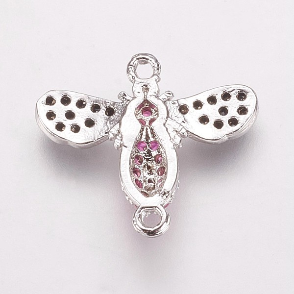 

PandaHall Brass Cubic Zirconia Links, Bees, Deep Pink, 14x16.5x3mm, Hole: 1mm Brass+Cubic Zirconia Bees Pink