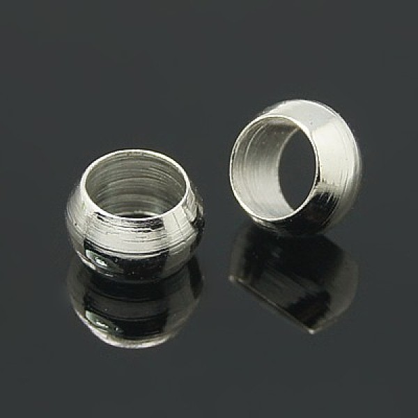 

PandaHall Brass Crimp Beads, Rondelle, Silver Color, 4mm Brass Rondelle