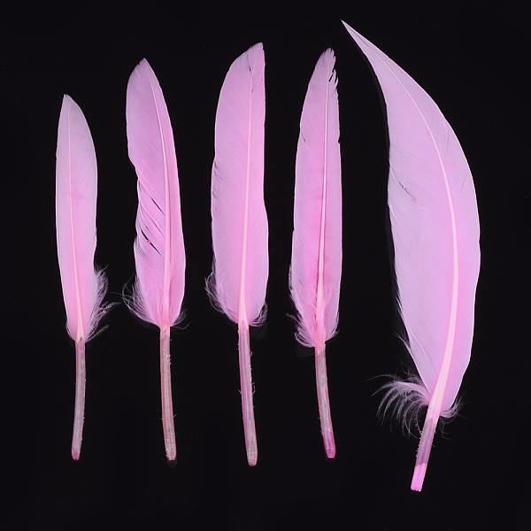 PandaHall Goose Feather Costume Accessories, Dyed, Hot Pink, 105~157x16~22mm, about 500pcs/bag Feather Feather Pink