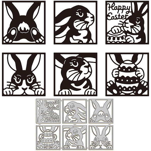 

PandaHall GLOBLELAND 6Pcs Easter Rabbit Silhouette Cutting Dies for Card Making Egg Metal Die Cuts Cutting Dies Template DIY Scrapbooking...