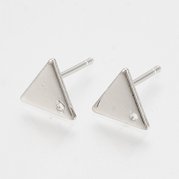 

PandaHall Brass Stud Earring Findings, with Loop and Flat Plate, Hole, Triangle, Nickel Free, Real Platinum Plated, 7x8x1mm, Hole: 1mm, Pin...