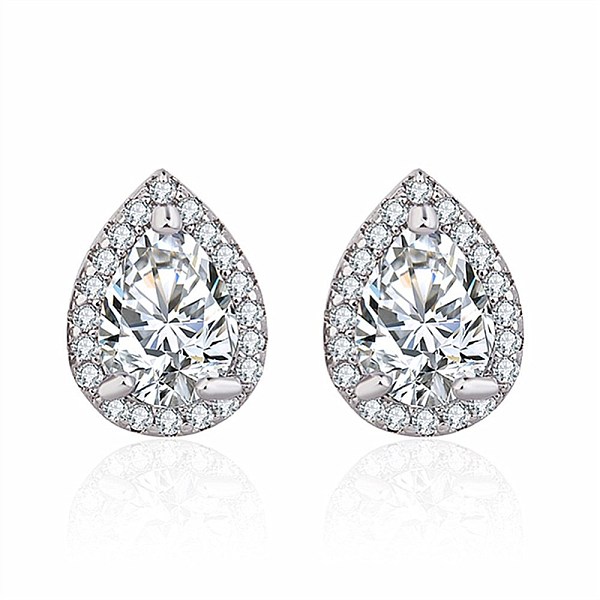 

PandaHall Brass Stud Earrings, with Crystal Rhinestone, Faceted, Teardrop, Platinum, Crystal, 12x9x5mm, Pin: 0.5mm Rhinestone Teardrop Clear