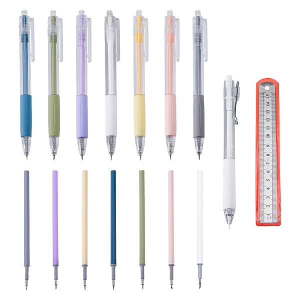 PandaHall SUPERFINDINGS 8Pcs 8 Colors Craft Knife Pens with 24 Carving Tool Refills Small Craft Project Retractable Carving Pen Knife High...