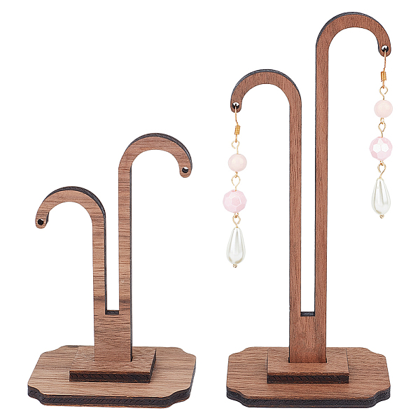 

PandaHall Wood Earring Display Stands 2 Sets Walnut Earring Hangers Earring Stand Jewelry Display Stand Height 6.1" Y shape rectangle..., Brown