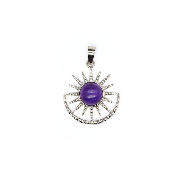 

PandaHall Natural Amethyst Alloy Pendants, Sun Charms, Platinum, 29x25x6mm Amethyst Sun