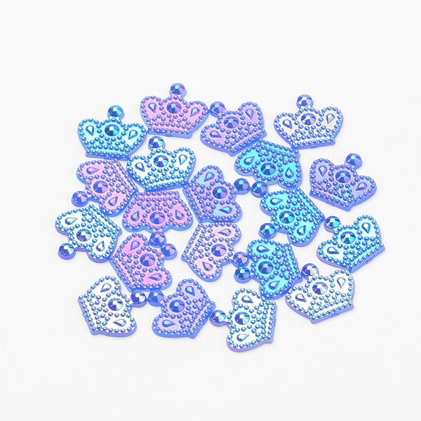 

PandaHall Acrylic Cabochons, AB Color Plated, Crown, Blue, 11x12x1.5mm Acrylic Crown Blue