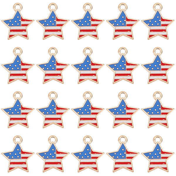 PandaHall SUNNYCLUE 1 Box American Flag Charms Patriotic Charms Independence Day USA Stars and Stripes Charm 4th of July Enamel Star Charms...