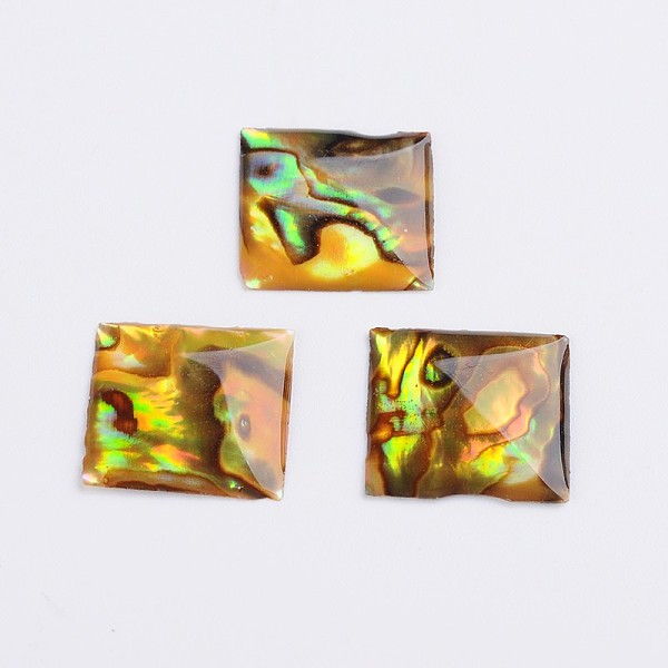 

PandaHall Square Abalone Shell/Paua Shell Cabochons, Colorful, 15x15x2mm Shell Square
