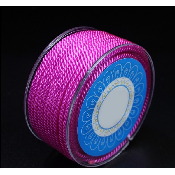 

PandaHall Round Nylon Cords, Milan Cords/Twisted Cords, Fuchsia, 1.5mm, about 25.15 yards(23m)/roll Nylon Pink