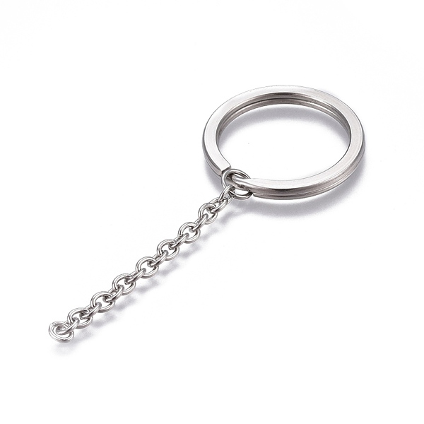 

PandaHall 304 Stainless Steel Split Key Ring Clasps, For Keychain Making, with Extended Cable Chains, Stainless Steel Color, 86mm, Ring...
