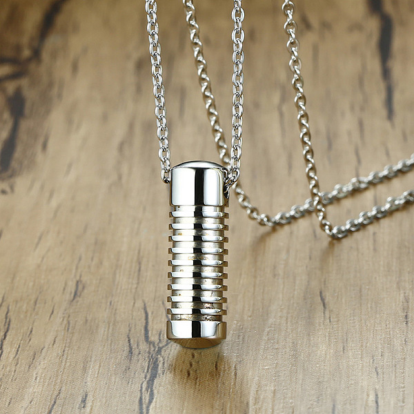 

PandaHall Grooved Column Urn Ashes Pendant Necklace, 316L Stainless Steel Pet Memorial Jewelry for Men Women, Stainless Steel Color, 23.62...