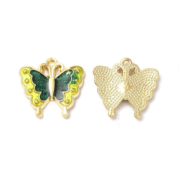 

PandaHall Alloy Enamel Pendants, with Glitter Powder, Cadmium Free & Nickel Free & Lead Free, Golden, Butterfly Charm, Dark Green...