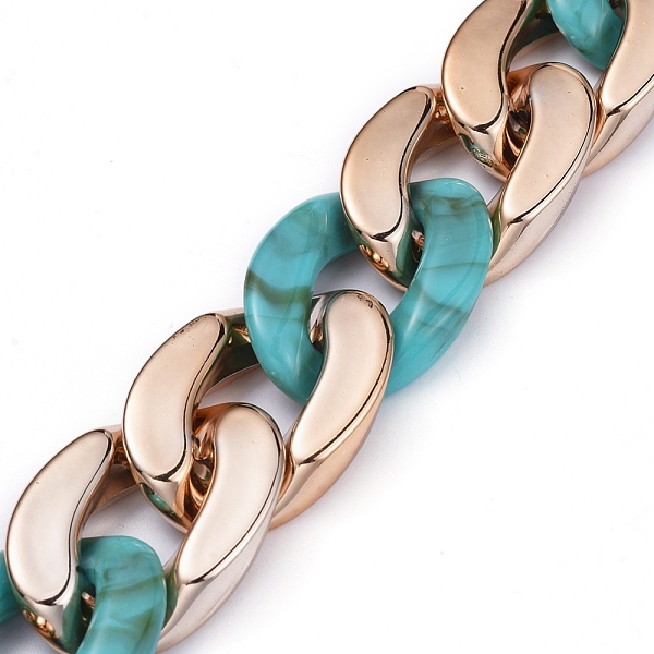 

PandaHall Handmade Curb Chains, Twisted Chains, with Acrylic Linking Rings and CCB Plastic Linking Rings, for Jewelry Making, Medium..., Cyan