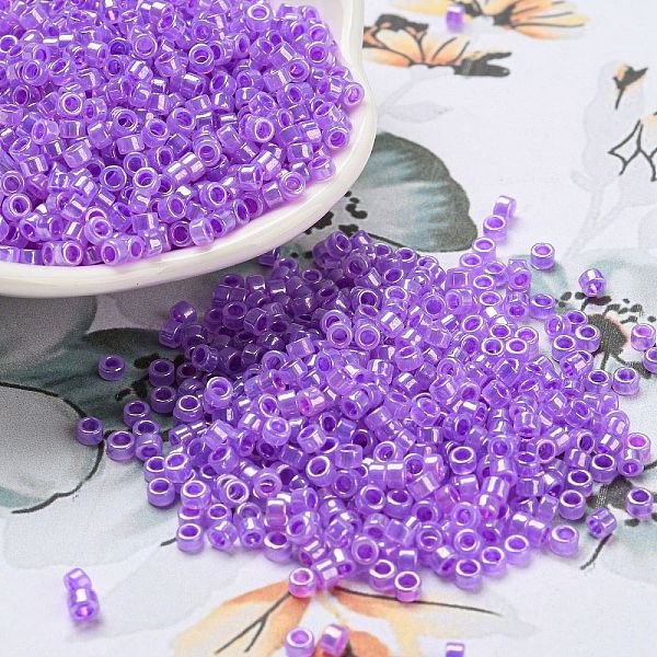 

PandaHall Electroplate Transparent Glass Seed Beads, Ceylon, Cylinder, Medium Purple, 2.5x1.6mm, Hole: 1.4mm, about 50398pcs/pound Glass