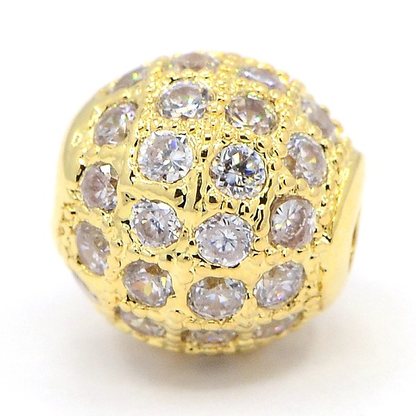 

PandaHall CZ Jewelry Brass Micro Pave Cubic Zirconia Round Beads, Clear, Real 18k Gold Plated, 8mm, Hole: 1.5mm Brass+Cubic Zirconia Round...