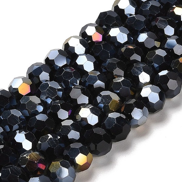

PandaHall Opaque Glass Beads Stands, AB Color, Faceted(32 Facets), Round, Black, 8x7~7.5mm, Hole: 1.5mm, about 66pcs/strand, 18.82~19.06...