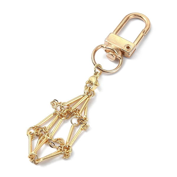 

PandaHall Brass Braided Macrame Pouch Empty Stone Holder for Keychain, with Brass Cable Chains and Alloy Swivel Clasps, Real 18K Gold Plated...
