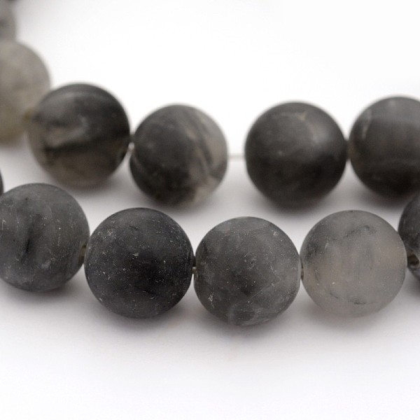 

PandaHall Frosted Natural Cloudy Quartz Round Bead Strands, 10mm, Hole: 1mm, about 19pcs/strand, 7.5 inch Cloudy Quartz Round