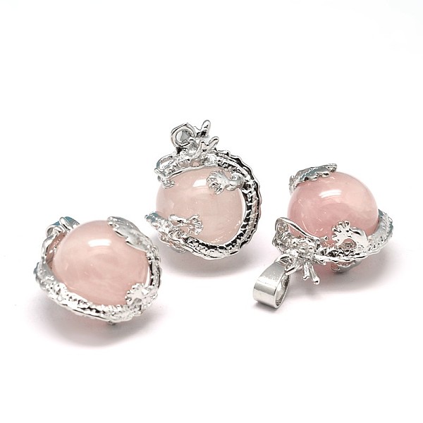

PandaHall Dragon Platinum Plated Brass Natural Rose Quartz Pendants, Cadmium Free & Lead Free, 26~27x22x17~18.5mm, Hole: 4x8.5mm Rose Quartz...