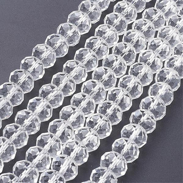 

PandaHall Faceted Rondelle Handmade Glass Beads, for DIY Crafting, Clear, 12x8mm, Hole: 1mm, about 72pcs/strand Glass Rondelle Clear