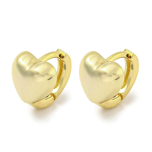 

PandaHall Brass Hoop Earrings, Real 18K Gold Plated, 9x8mm Brass Heart
