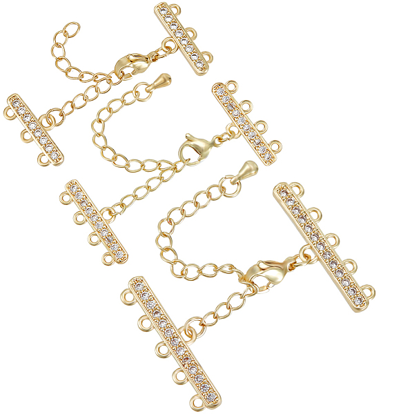 

PandaHall Beebeecraft 3 Sets 3 Style Brass Micro Pave Clear Cubic Zirconia Chain Extender, Necklace Layering Clasps, with Layering Clasps...