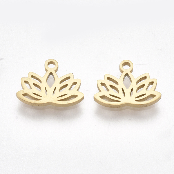 

PandaHall Ion Plating(IP) 304 Stainless Steel Charms, for DIY Jewelry Making, Lotus Flower, Golden, 7.5x10x1mm, Hole: 1mm 304 Stainless...
