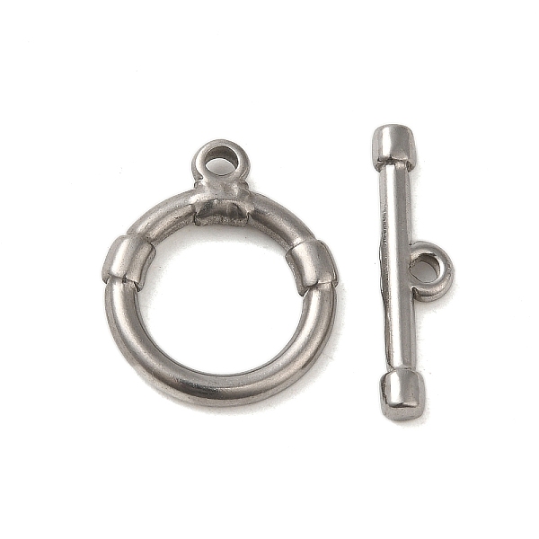 

PandaHall 304 Stainless Steel Toggle Clasps, Ring, Stainless Steel Color, Ring: 20x17x3mm, Hole: 2mm, Bar: 6x22.5x3mm, Hole: 1.8mm 304...