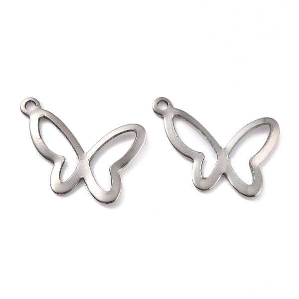 

PandaHall 201 Stainless Steel Pendants, Butterfly, Stainless Steel Color, 14x20x1mm, Hole: 1.4mm 201 Stainless Steel Butterfly