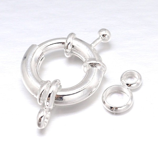 

PandaHall Brass Spring Ring Clasps, Silver, 17x6mm, Tube Bails: 10.5x6x1.5mm, Hole: 3mm Brass