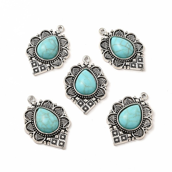 

PandaHall Synthetic Turquoise Dyed Pendants, with Alloy Findings, Teardrop Charms, Antique Silver, 36.5x25x6.5mm, Hole: 1.8mm Synthetic...