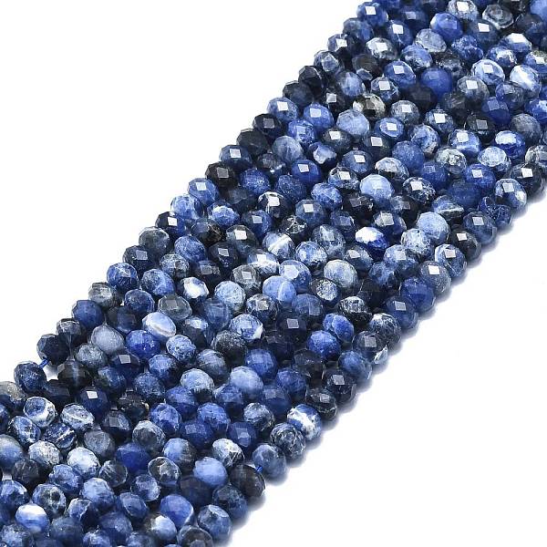 

PandaHall Natural Sodalite Beads Strands, Faceted, Rondelle, 6x4mm, Hole: 1mm, about 85~90pcs/strand, 15.55 inch(39.5cm) Sodalite Rondelle