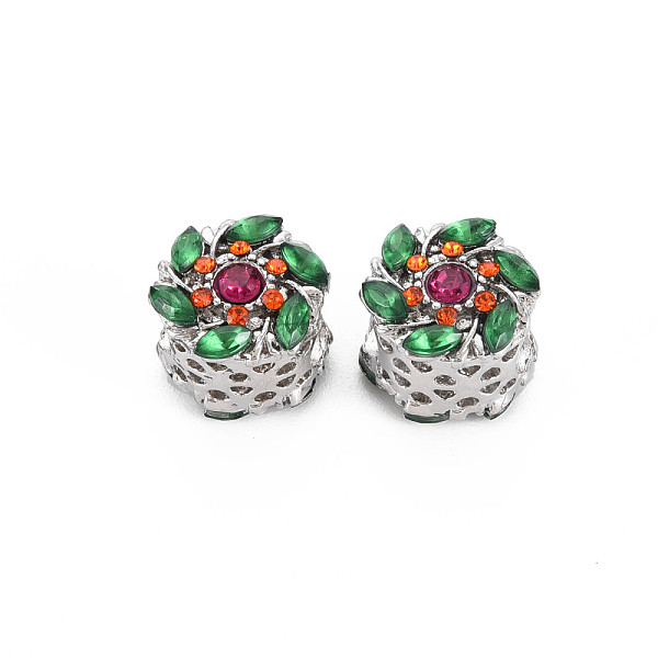 

PandaHall Rack Plating Alloy European Beads, with Ruby Rhinestone and Resin, Large Hole Beads, Cadmium Free & Nickel Free & Lead Free..., Green