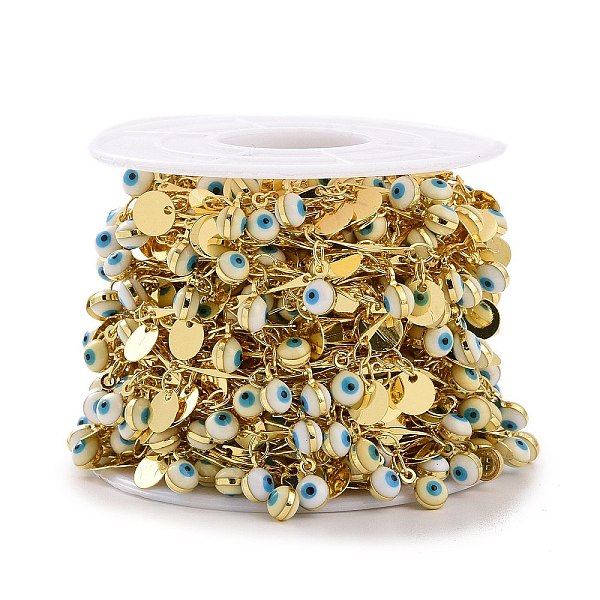 

PandaHall Brass Bar Link Chains, with Enamel, Long-Lasting Plated, Soldered, with Spool, Eye & Flat Round, Real 18K Gold Plated, Deep Sky..., Blue