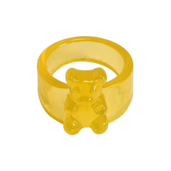 

PandaHall Resin Plain Band Rings, Goldenrod, Inner Diameter: 17mm Resin Bear Gold