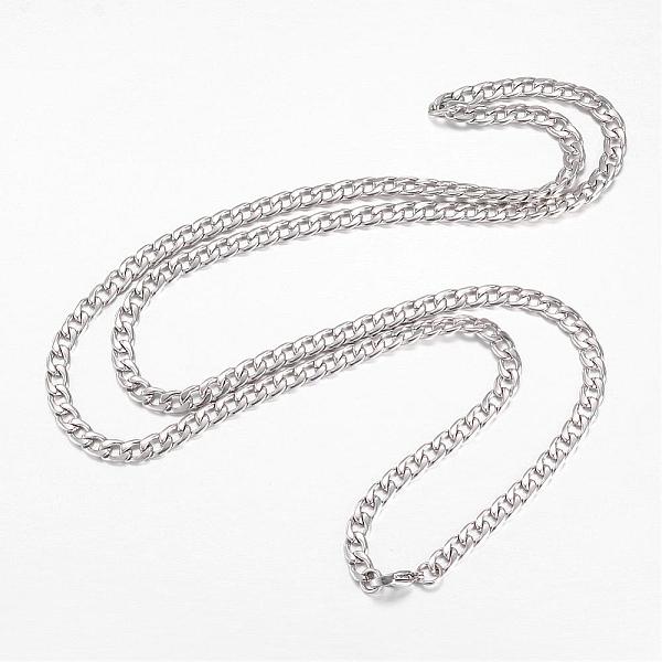 

PandaHall 304 Stainless Steel Necklaces, Curb Chain Necklaces, Stainless Steel Color, 29.8 inch(75.7cm) 304 Stainless Steel