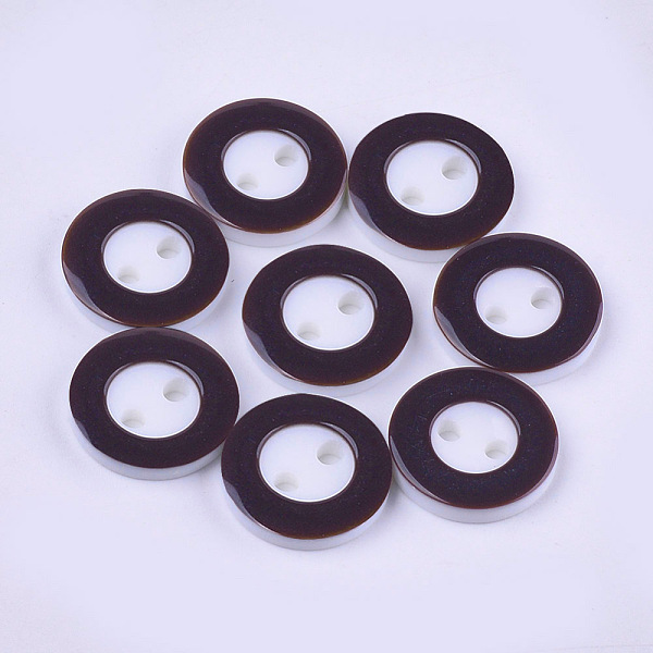 

PandaHall Resin Buttons, 2-Hole, Flat Round, Coconut Brown, 13x2mm, Hole: 1.8mm, about 1000pcs/bag Resin Flat Round Brown