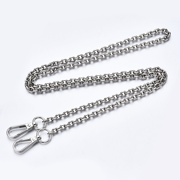 

PandaHall Bag Chains Straps, Iron Cable Link Chains, with Alloy Spring Gate Ring, for Bag Replacement Accessories, Platinum, 1180x7mm Iron
